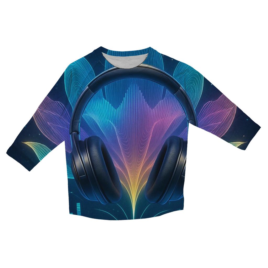 Holographic Headphone Bloom designer 3/4 sleeve blouses