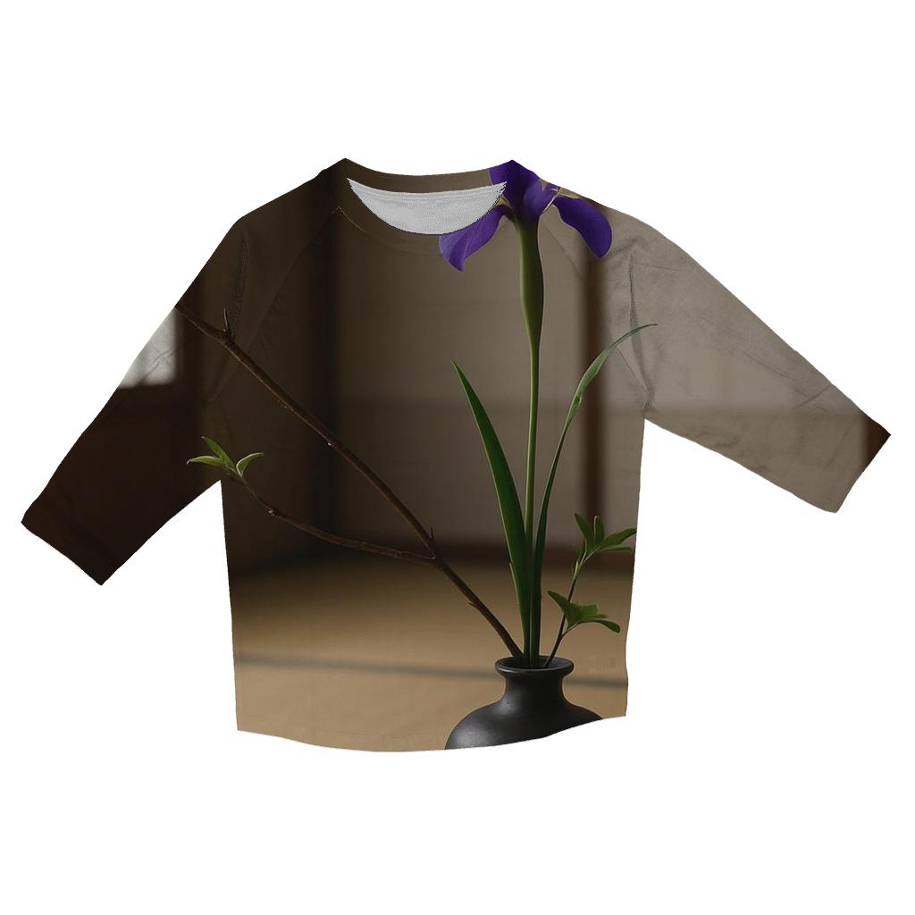 Ikebana Iris On Tatami Floor stylish quarter sleeve tops
