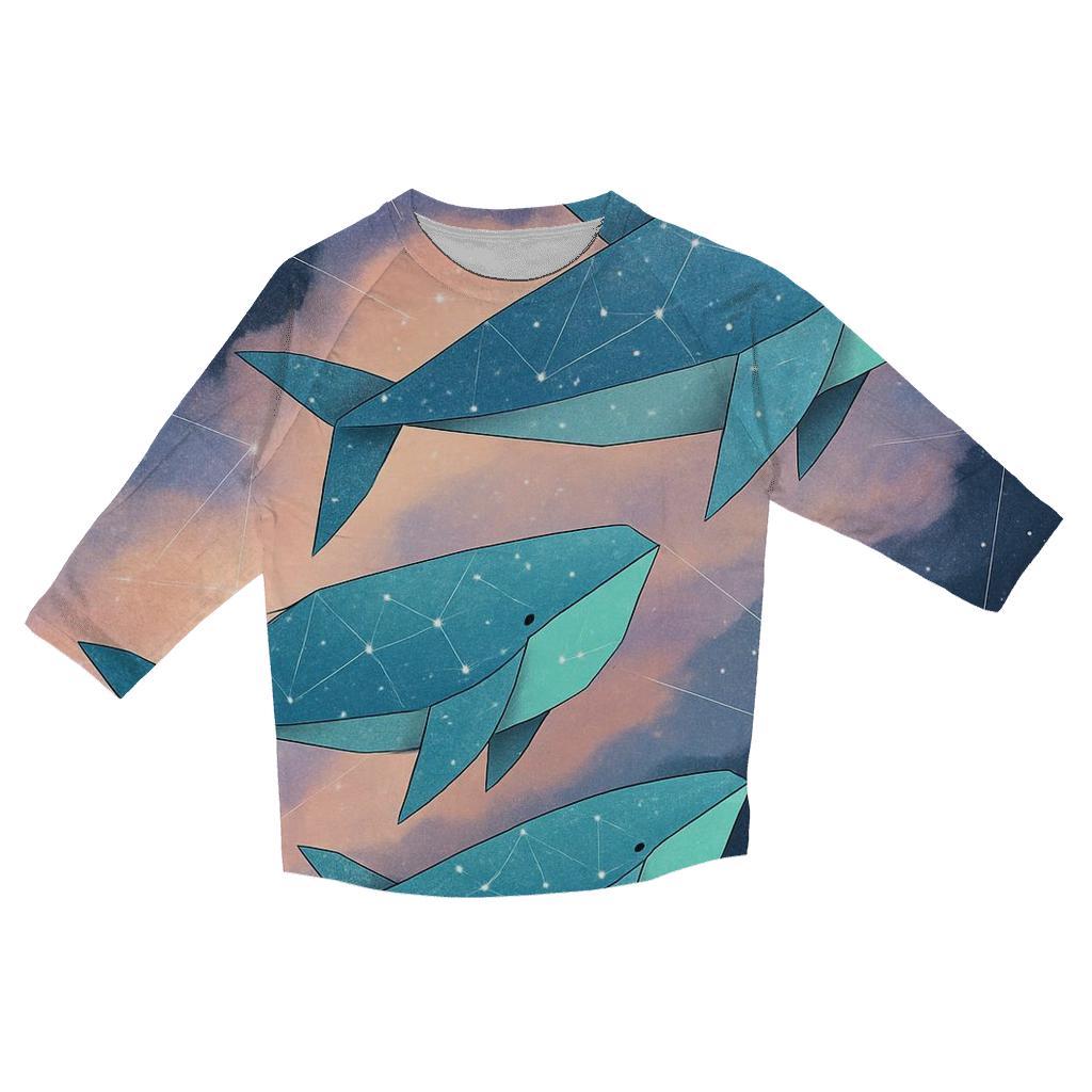 Cosmic Origami Whales fashion 3/4 sleeve shirts