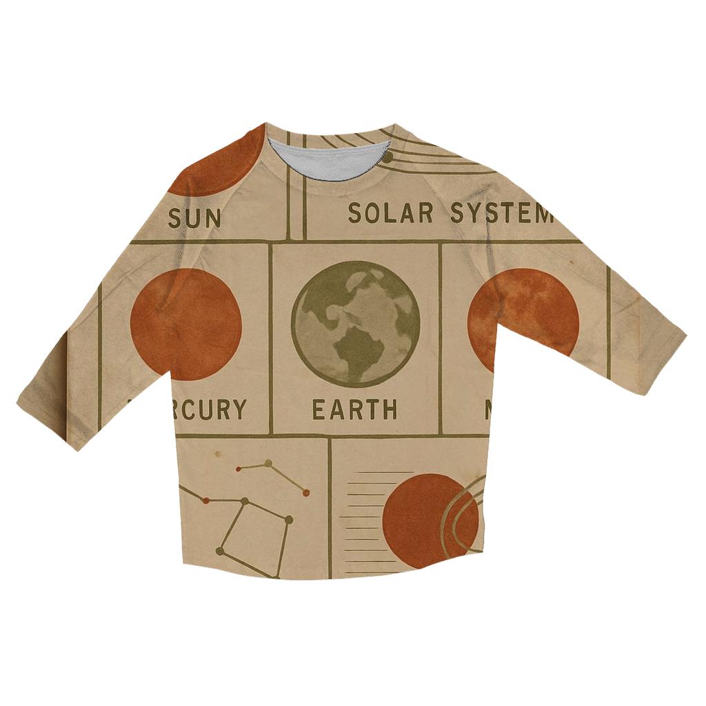 Vintage Classroom Science Chart printed three quarter sleeve shirts