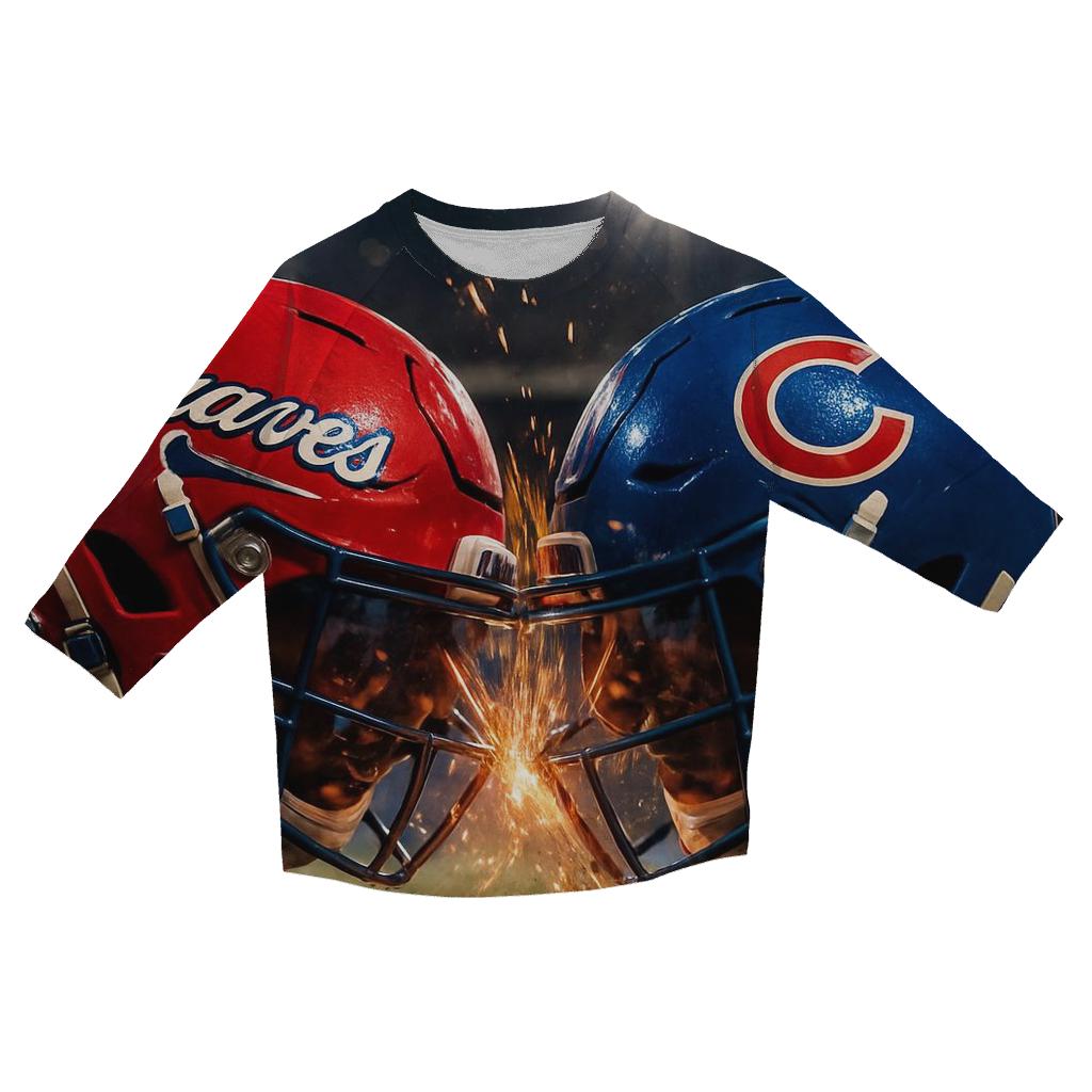 Night Lights Over Rival Helmets designer 3/4 sleeve blouses
