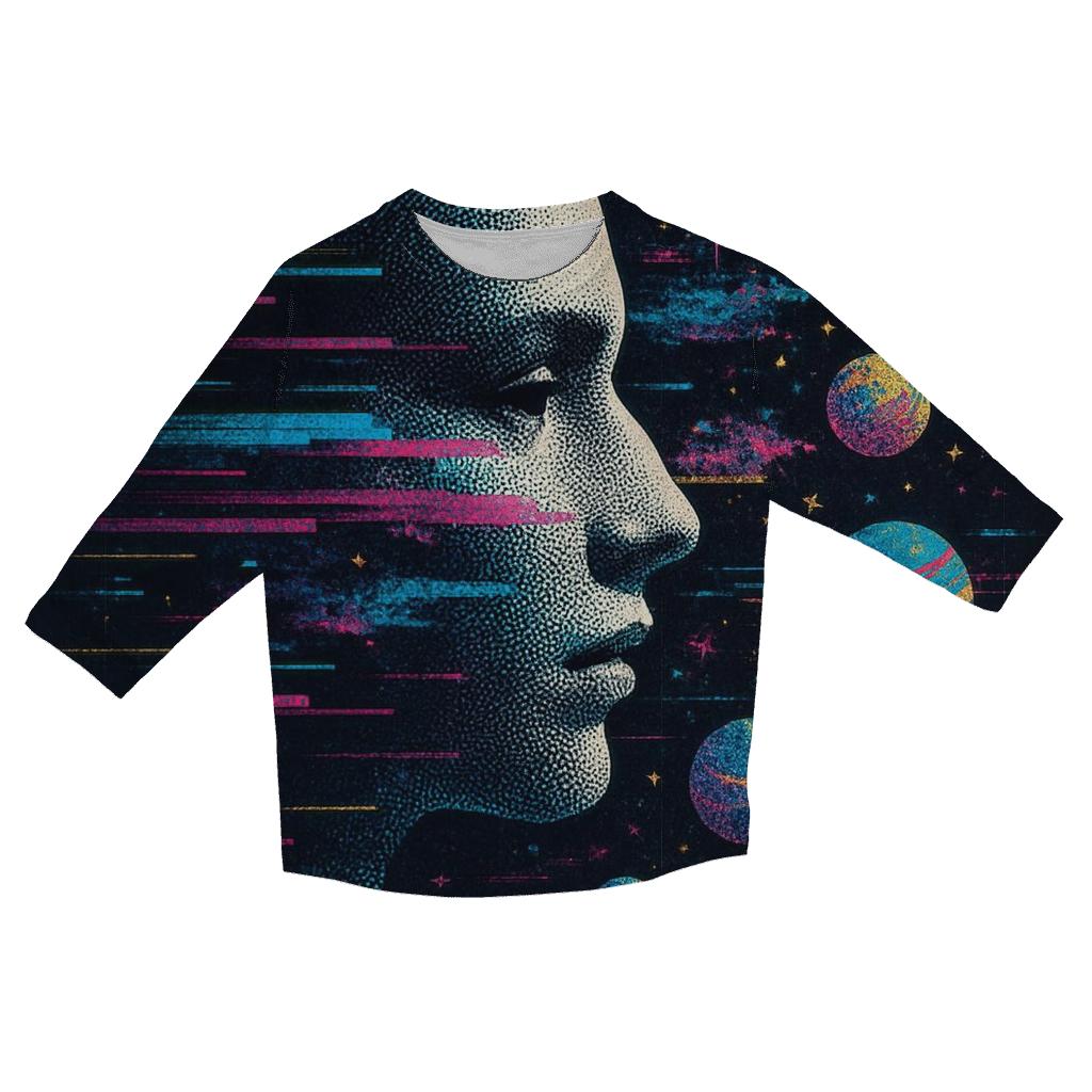 Astral Glitch Portrait custom 3/4 sleeve shirts
