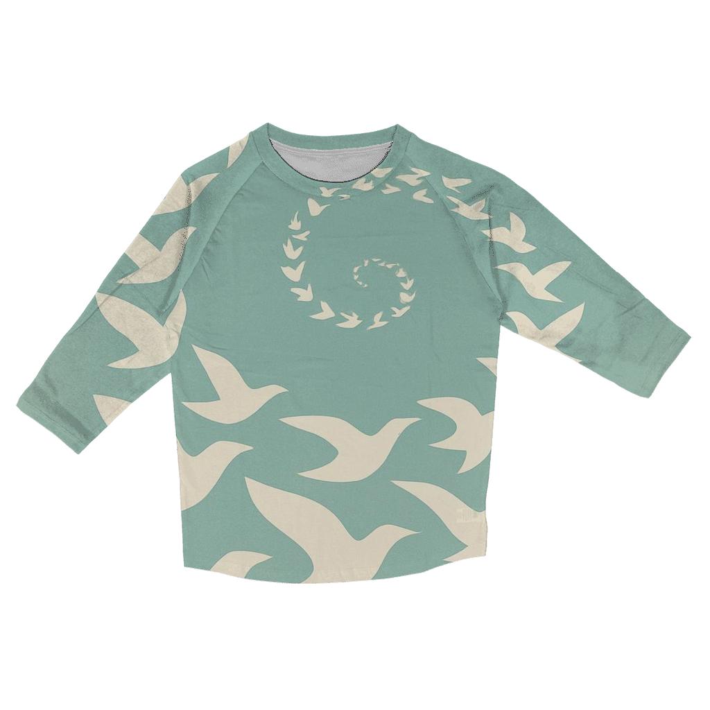 Skyward Spiral Flock printed three quarter sleeve shirts
