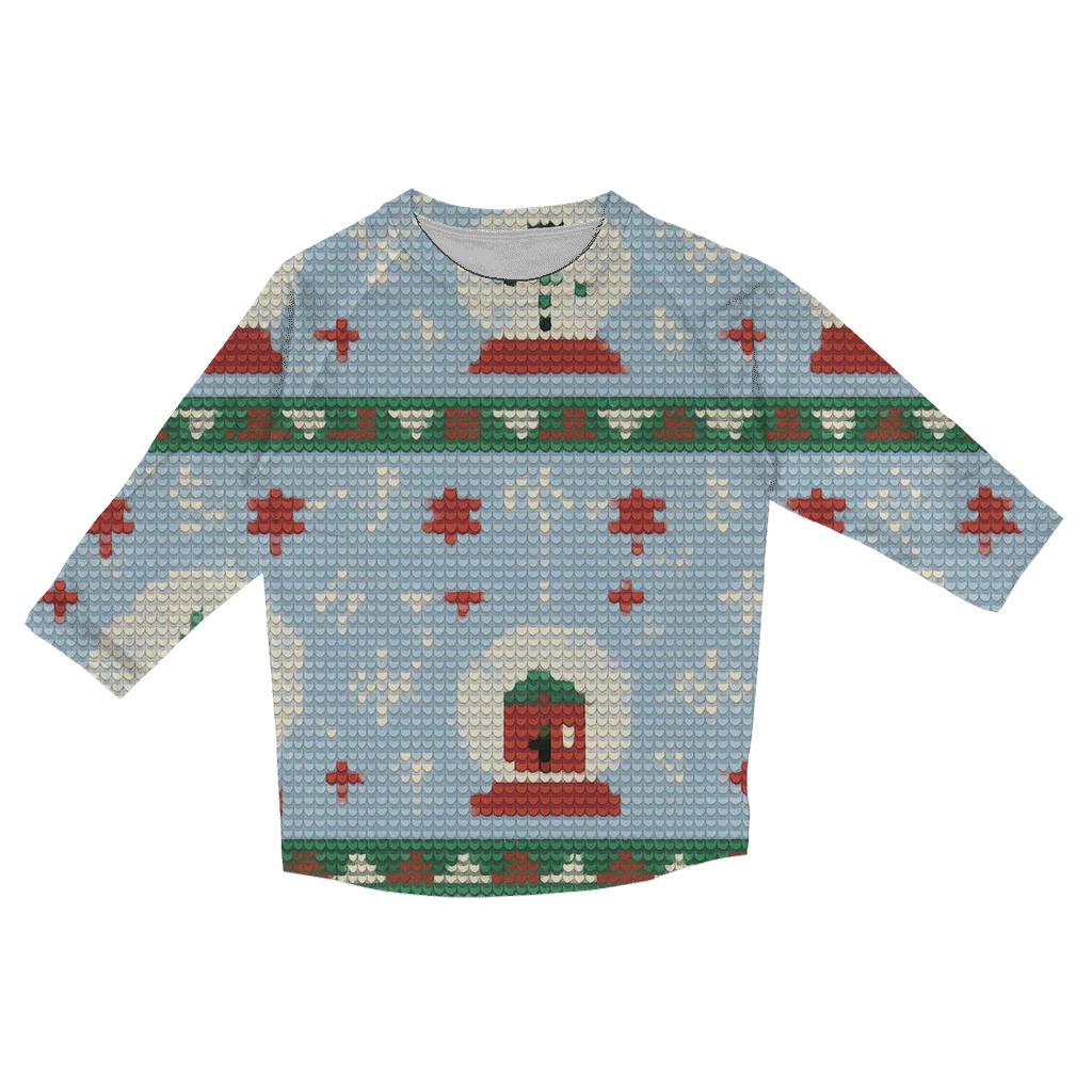 Snow Globe Patchwork Rows Design cotton quarter sleeve shirts