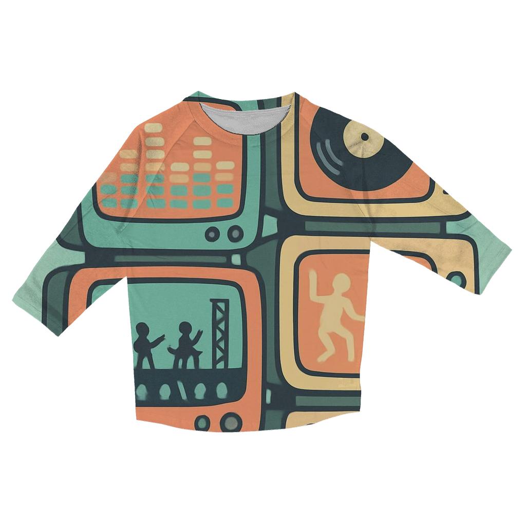 Retro TV Music Channel designer 3/4 sleeve blouses