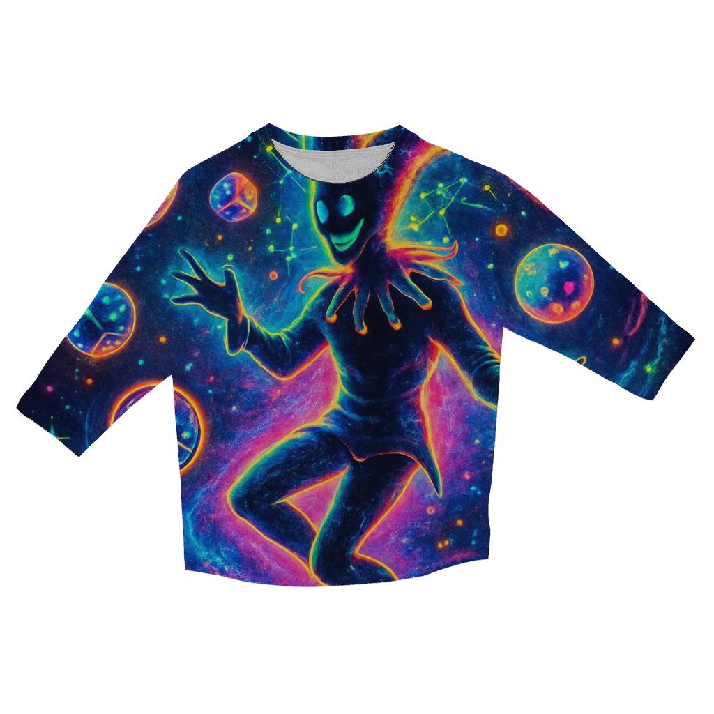 Chaotic Orbit Jester printed three quarter sleeve shirts