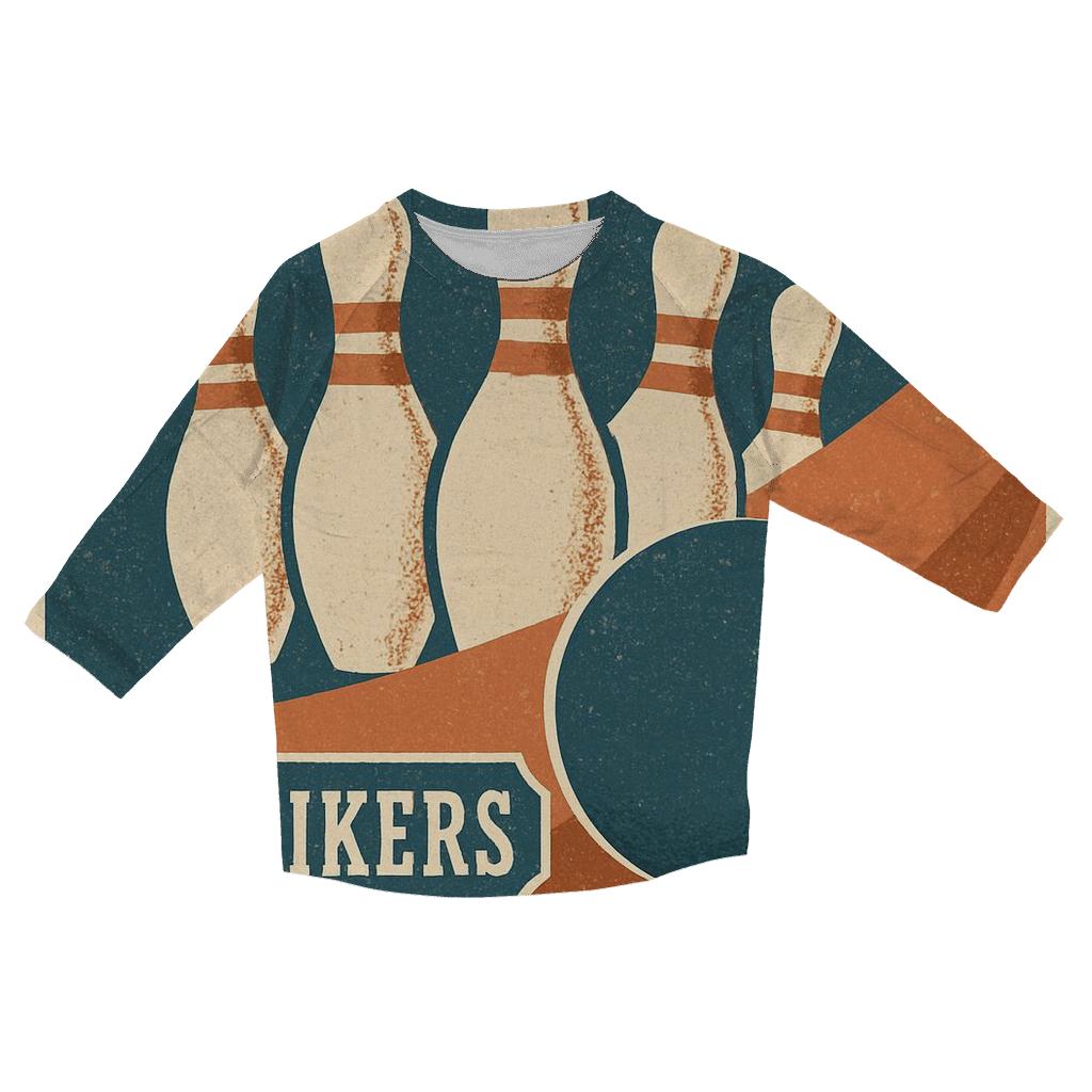 Retro Bowling Alley League Poster fashion 3/4 sleeve shirts