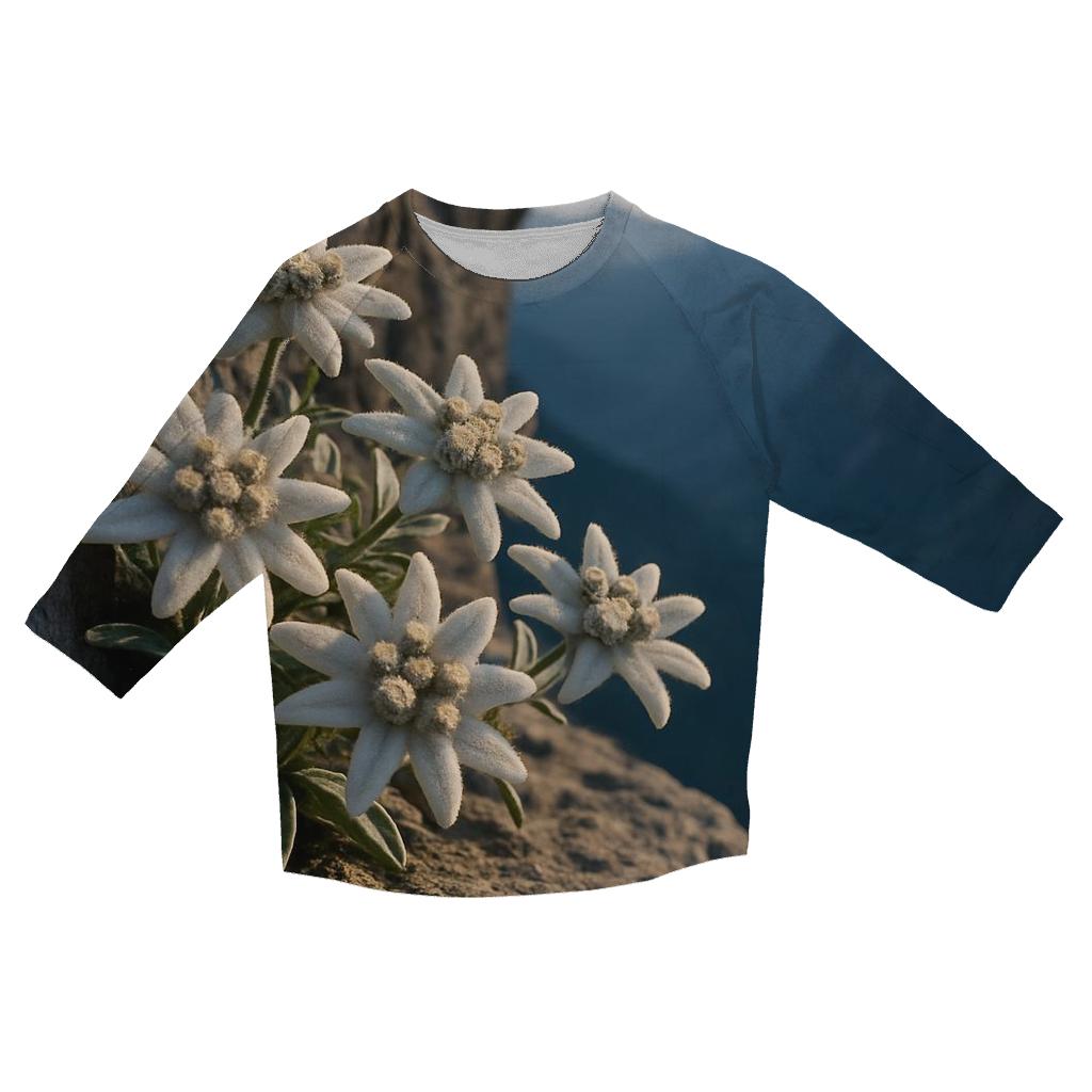 Alpine Edelweiss On Rocky Ledge fashion 3/4 sleeve shirts