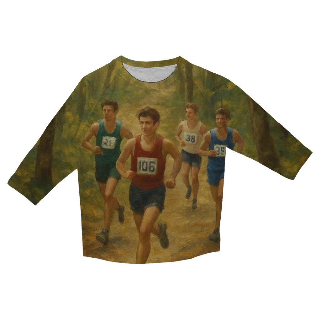 Forest Cross Country Run casual three quarter sleeve shirts