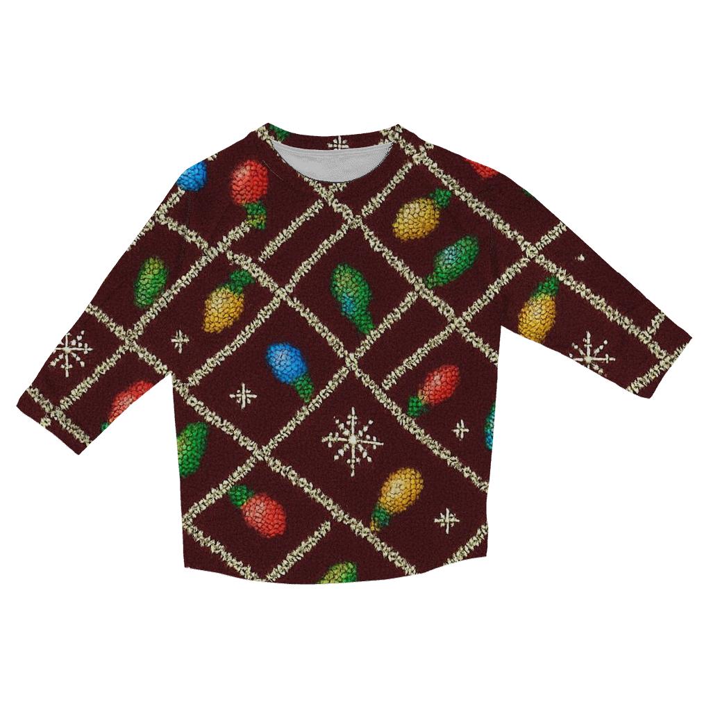 Tangled Lights Tinsel Lattice Design casual three quarter sleeve shirts