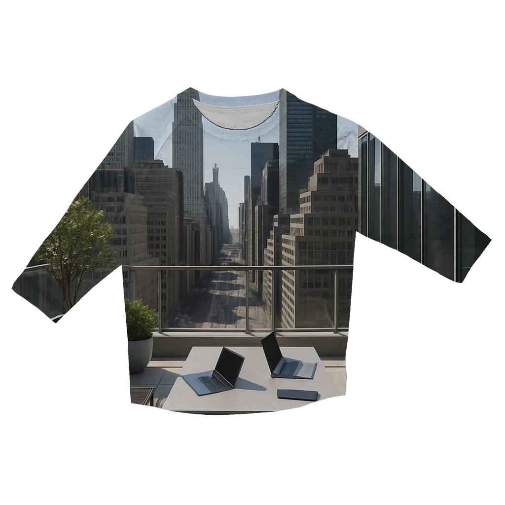 Corporate Terrace Overlooking Midtown Canyon designer 3/4 sleeve blouses