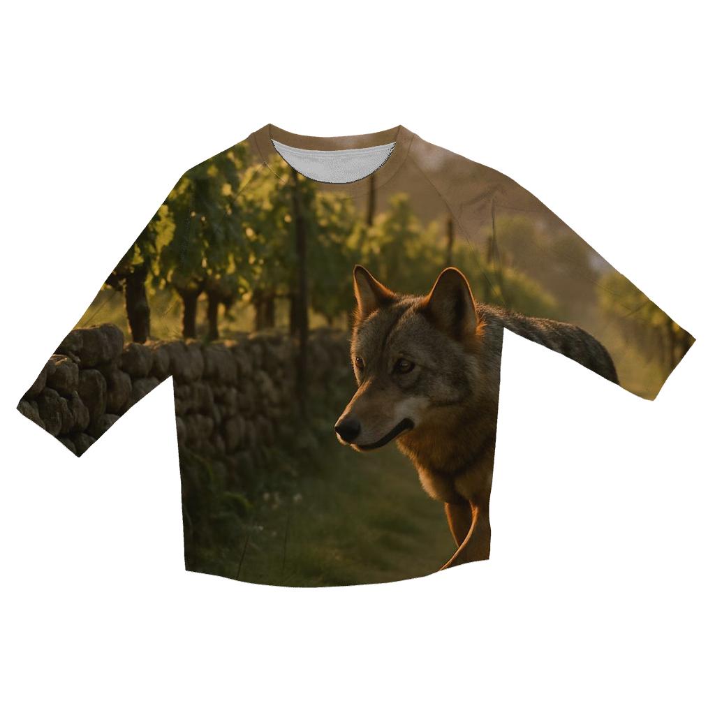 Iberian Wolf Near Terraced Vineyards custom 3/4 sleeve shirts