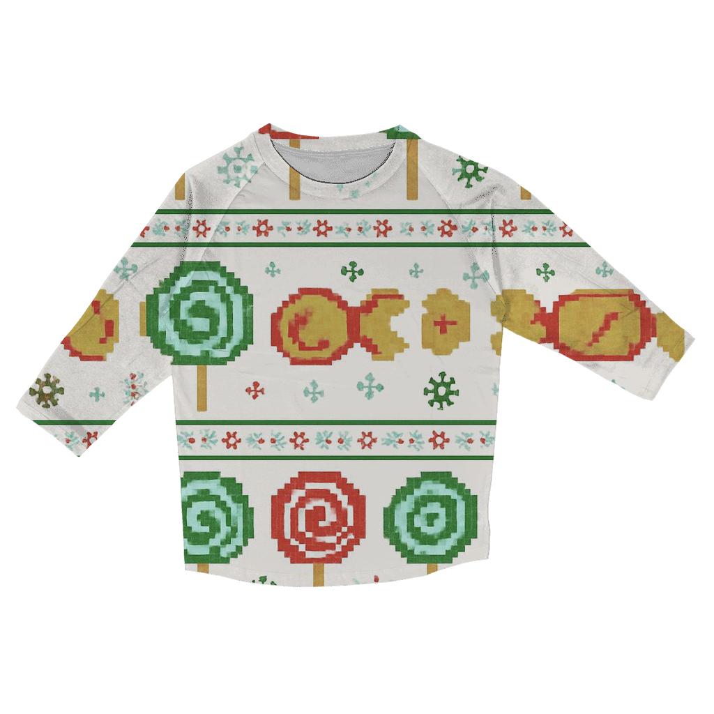 North Pole Candy Factory Stripe Design stylish quarter sleeve tops