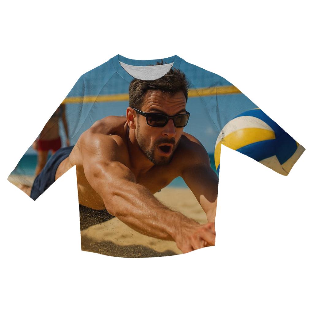 Beach Volleyball Sky Dive printed three quarter sleeve shirts