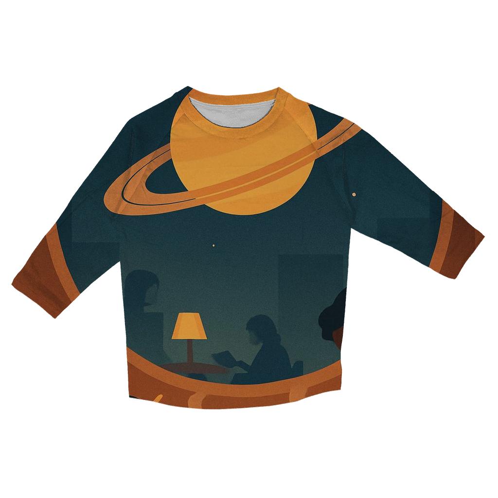 Saturn Cafe Window Scene stylish quarter sleeve tops