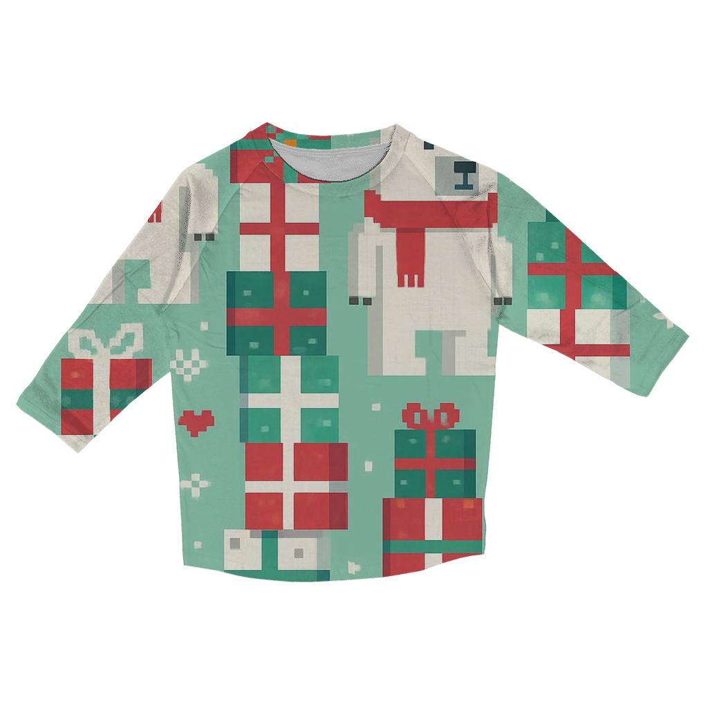 Polar Bear Present Stack Design casual three quarter sleeve shirts
