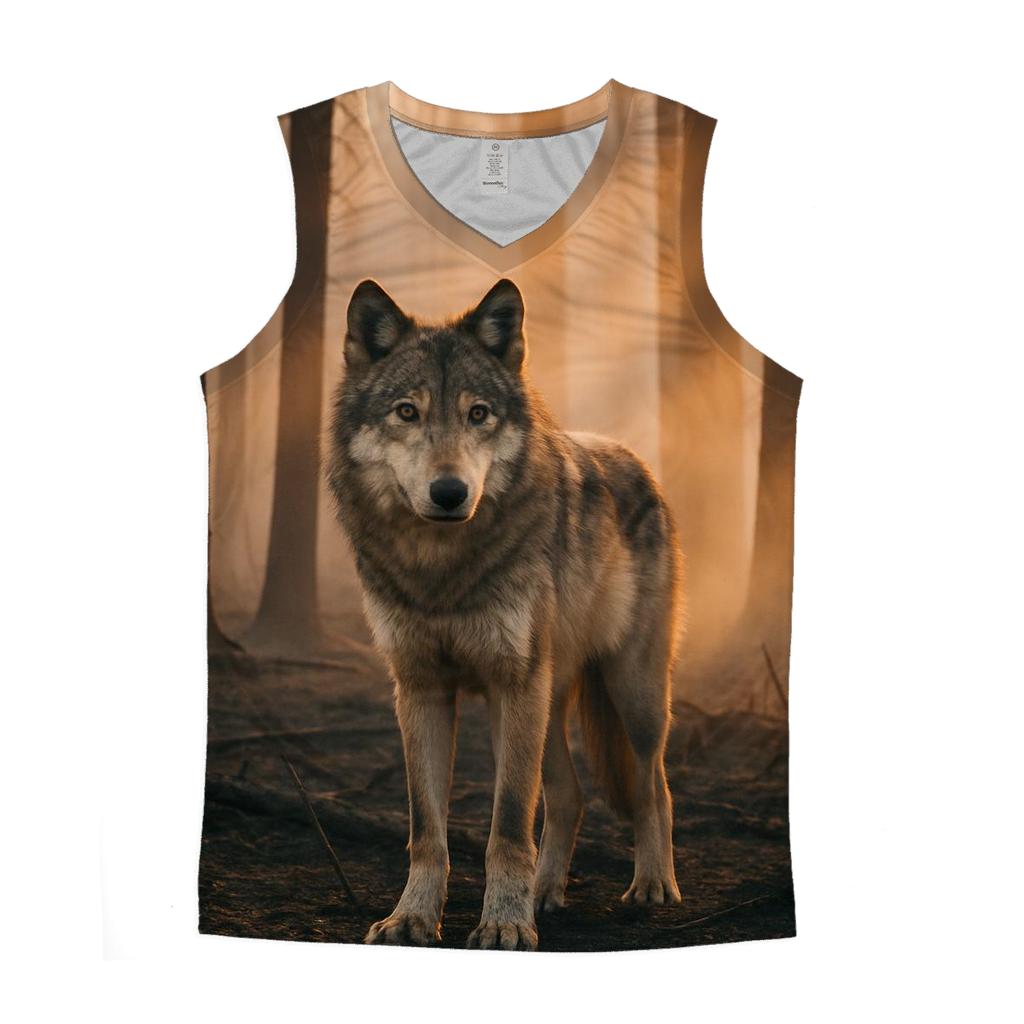Timber Wolf At Forest Fire Edge stylish racerback tanks