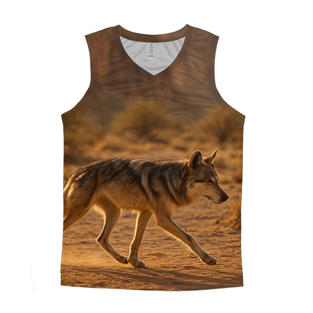 Mexican Wolf Crossing Desert Arroyo casual summer tank tops