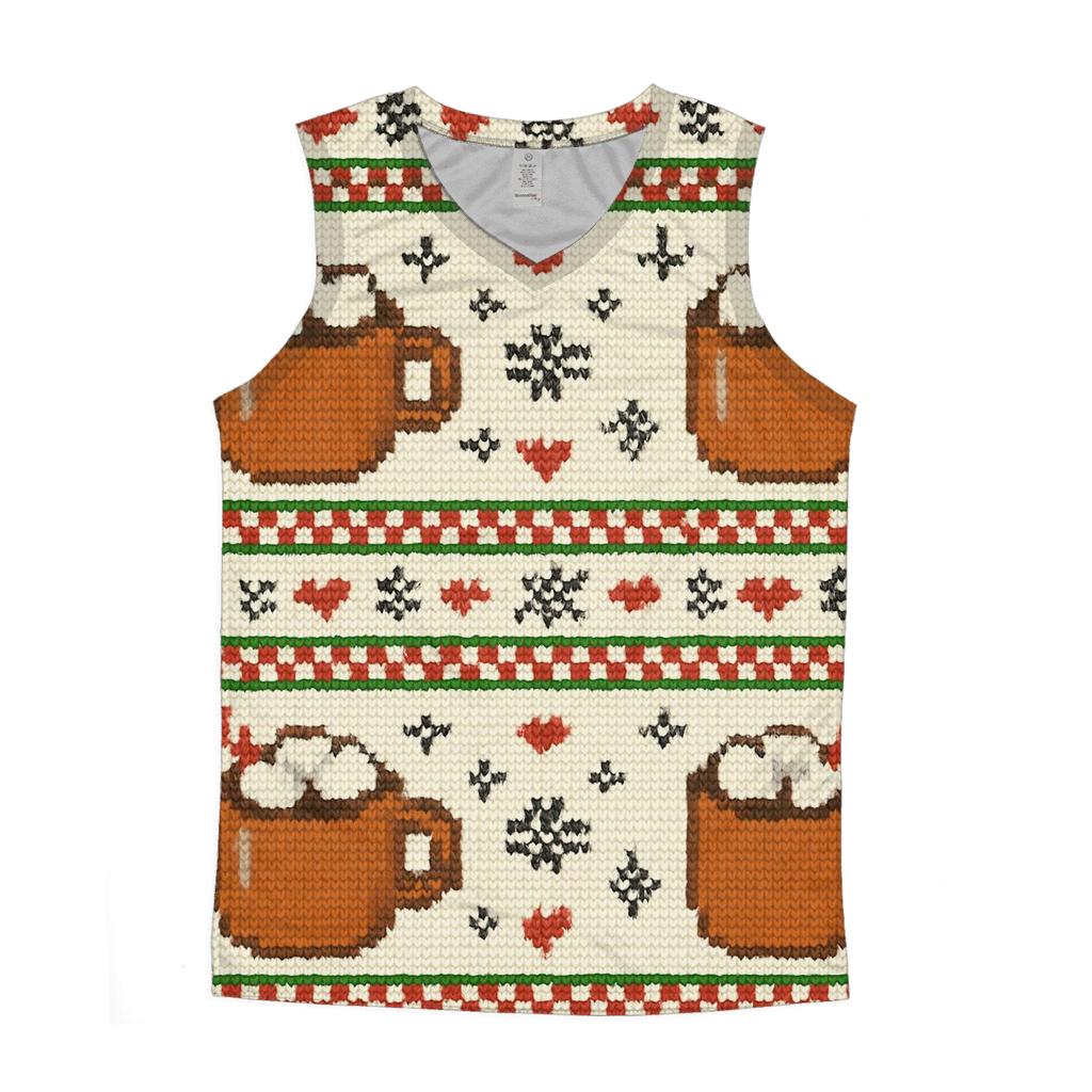 Hot Cocoa Mug Stripe Mashup Design graphic print tank tops