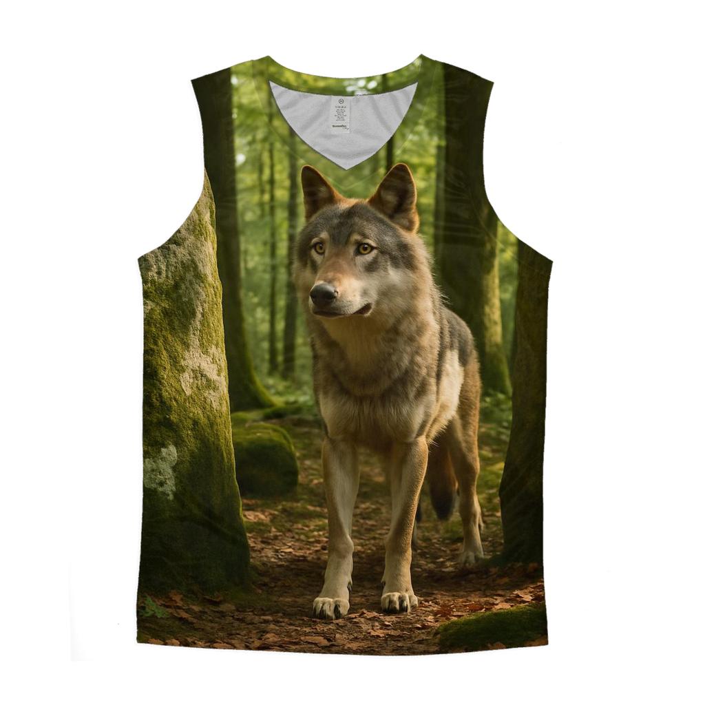 Eurasian Wolf At Ancient Forest Megaliths personalized athletic tanks