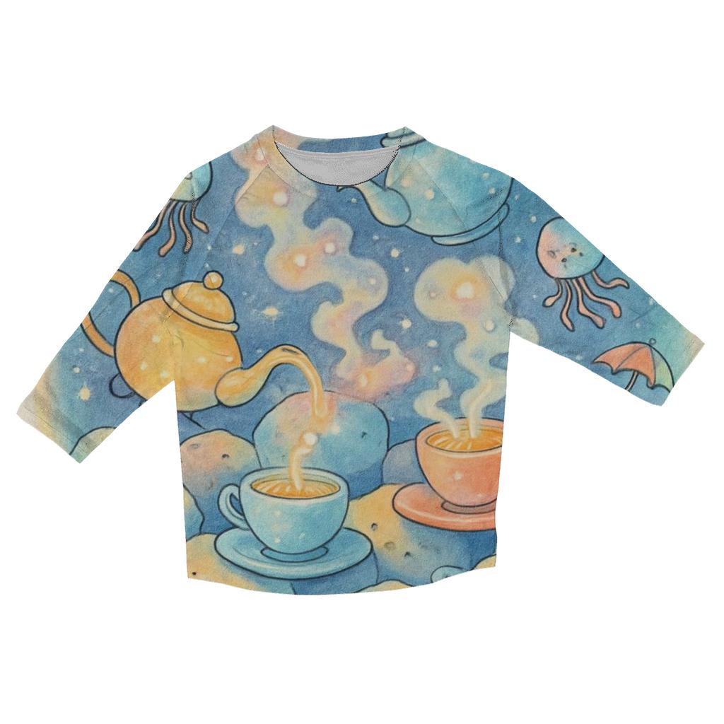 Asteroid Tea Party Shuffle designer 3/4 sleeve blouses