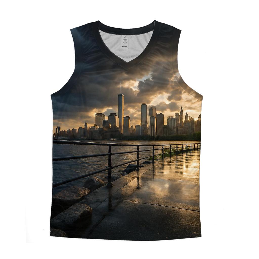 Thunderstorm Clearing Over The Bronx Shoreline graphic print tank tops