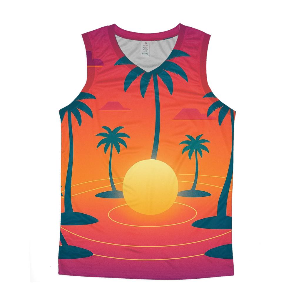 Orbiting Palm Mirage trendy fitted tank tops