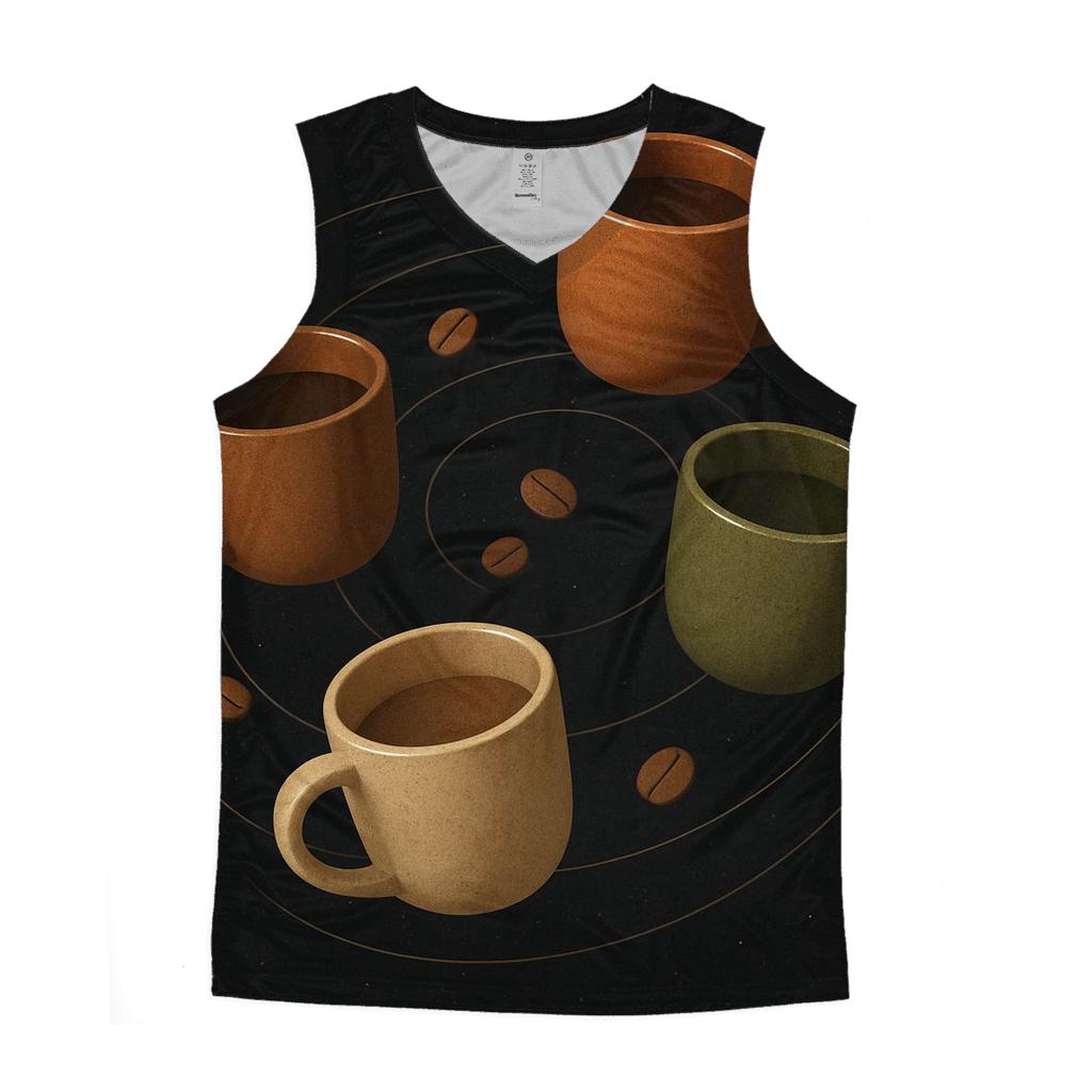Orbiting Mugs Array graphic print tank tops