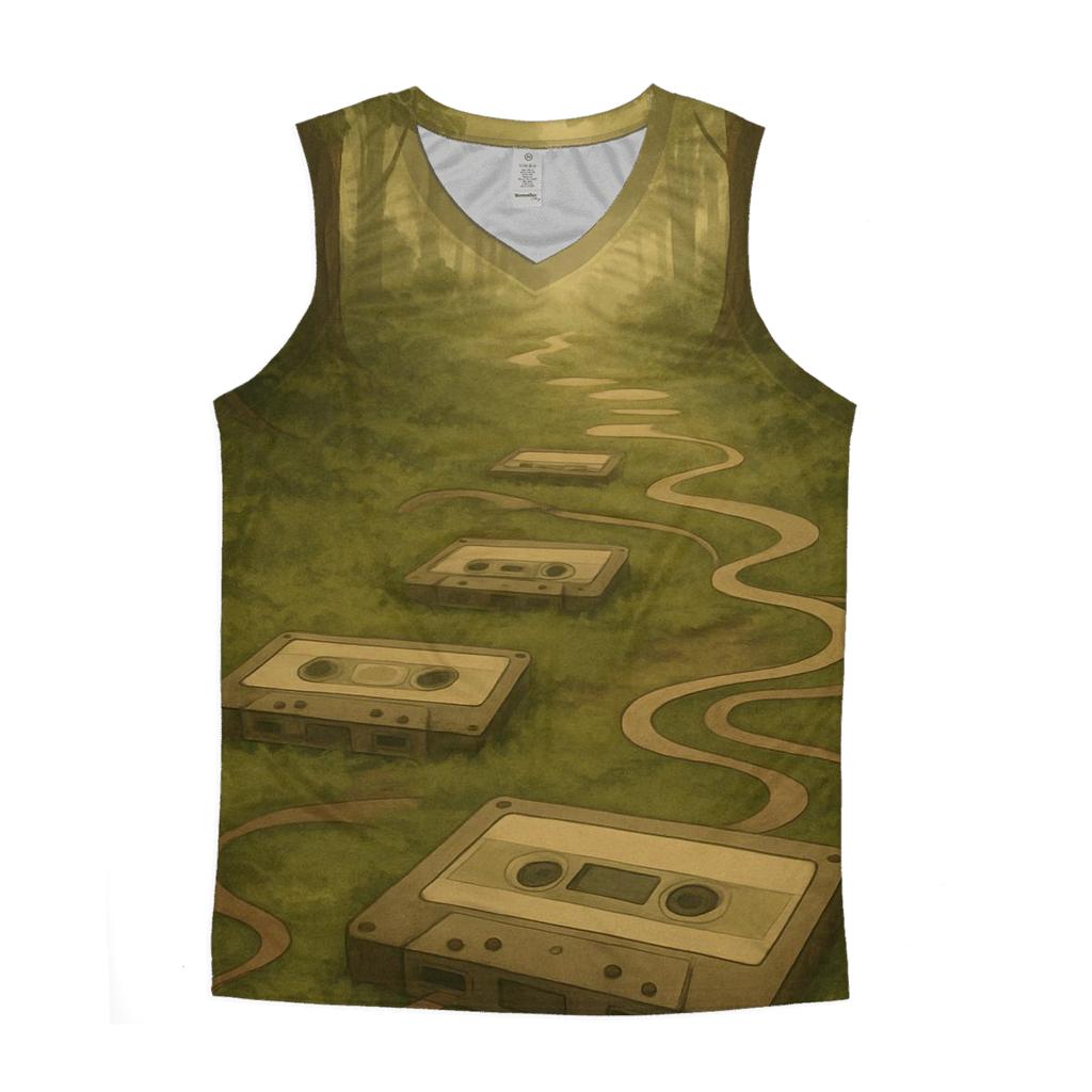 Cassette Forest Path graphic print tank tops
