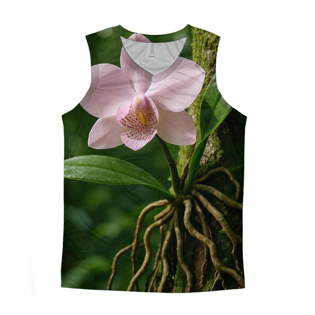 Wild Orchid On Rainforest Tree Trunk designer workout tanks