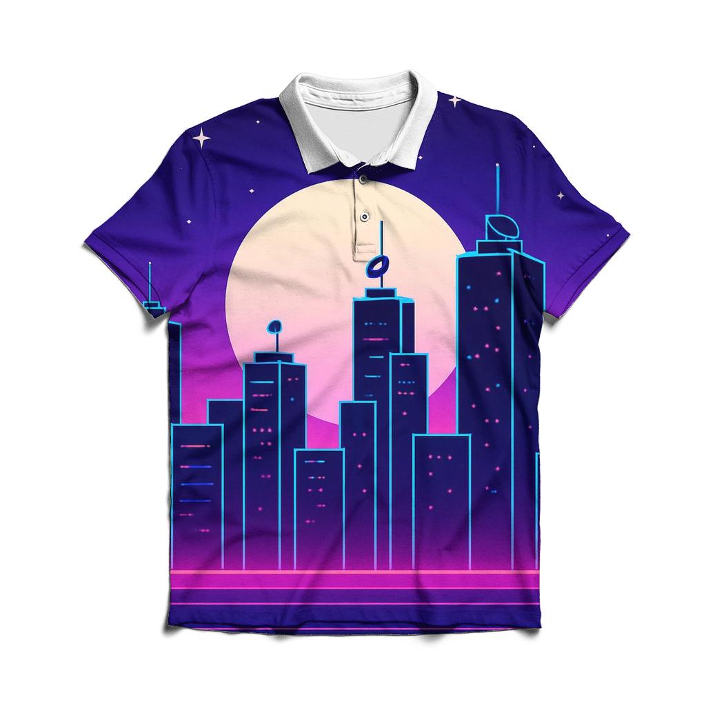 Neon Satellite Skyline casual sports polo shirts