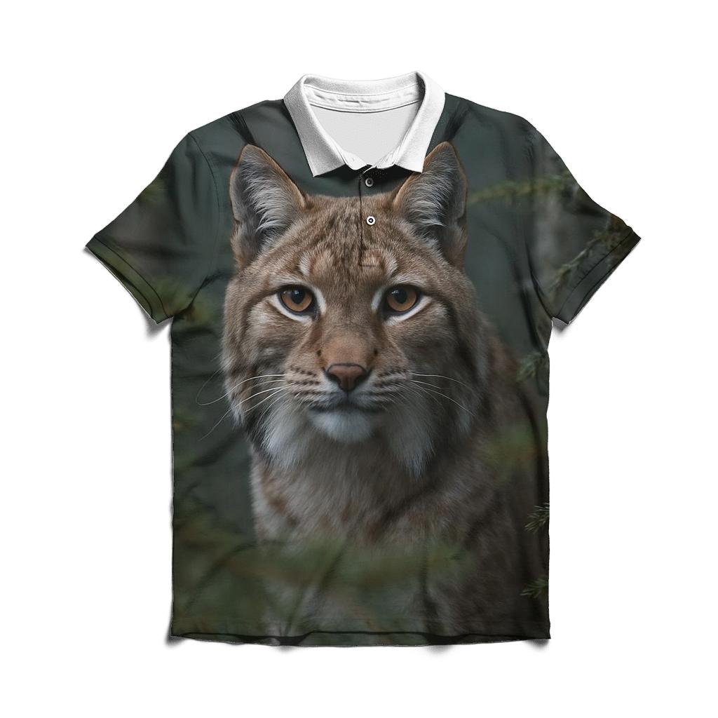 Forest Gaze Eurasian Lynx casual sports polo shirts
