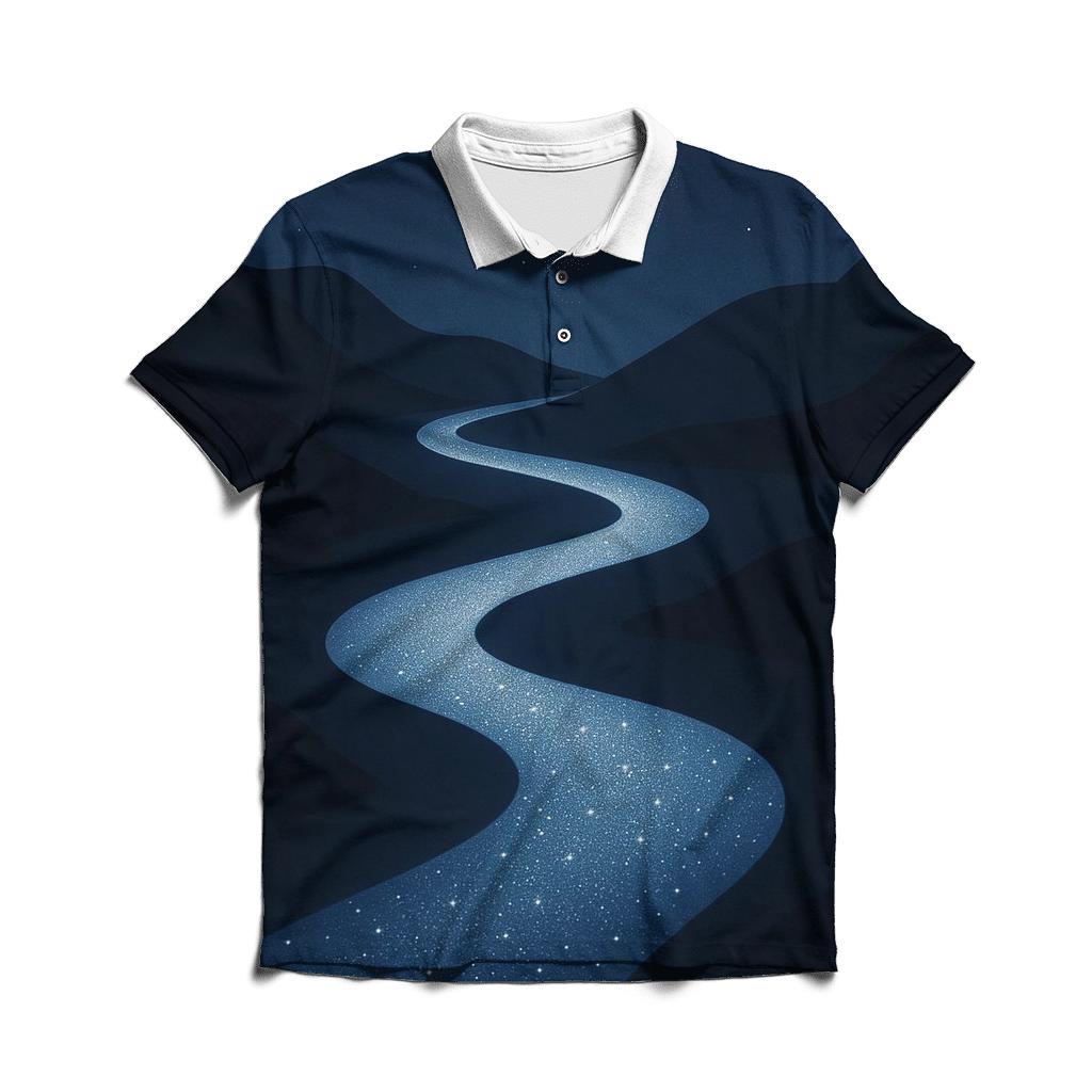 Starlit River Of Stillness premium cotton polo shirts