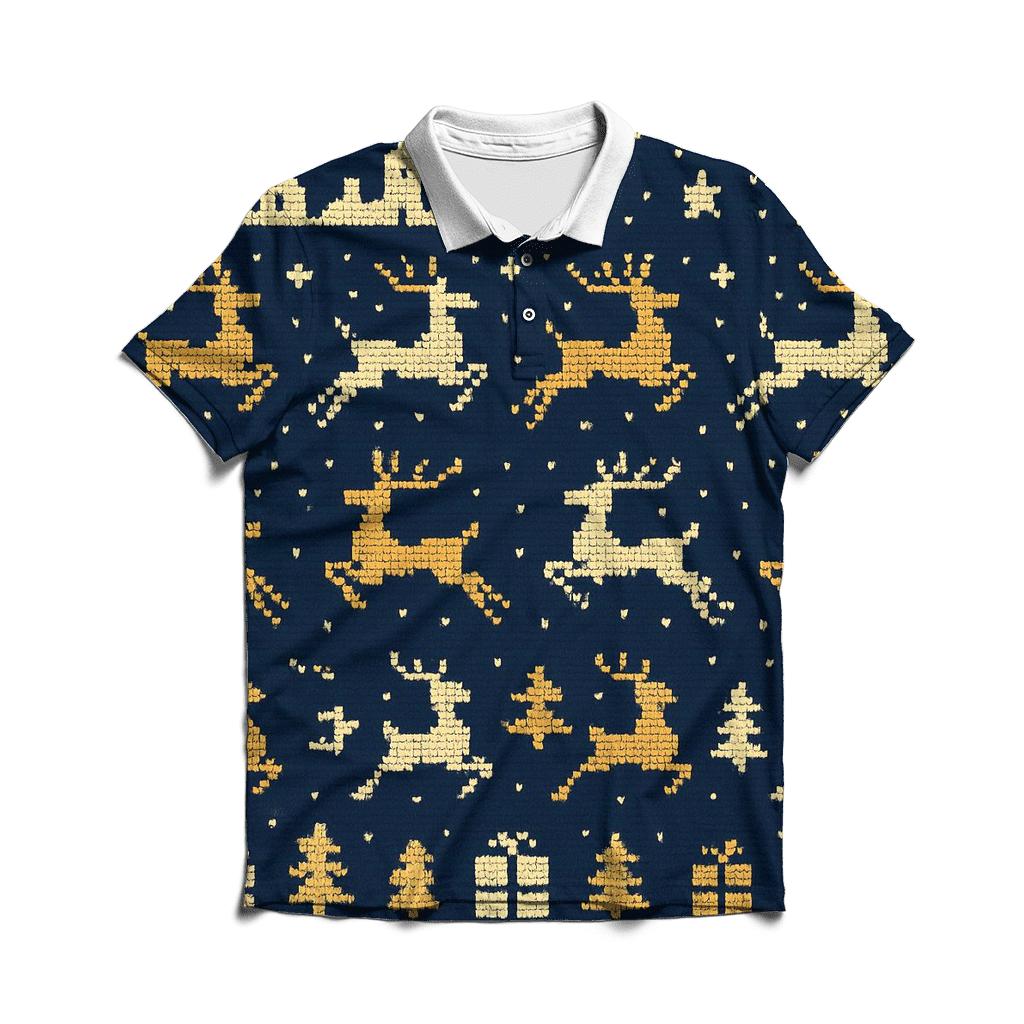 Midnight Reindeer Skyline Bands Design personalized polo shirts