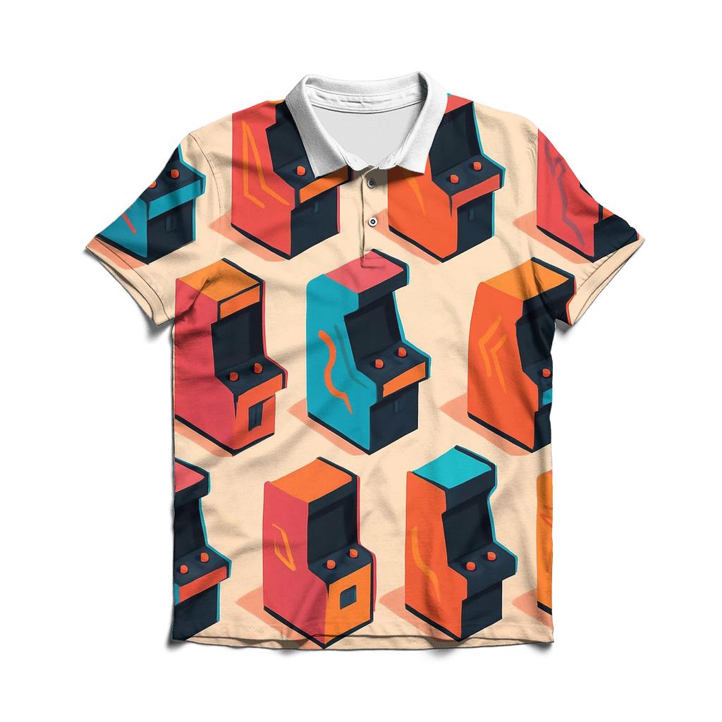 Retro Arcade Grid classic pique polos