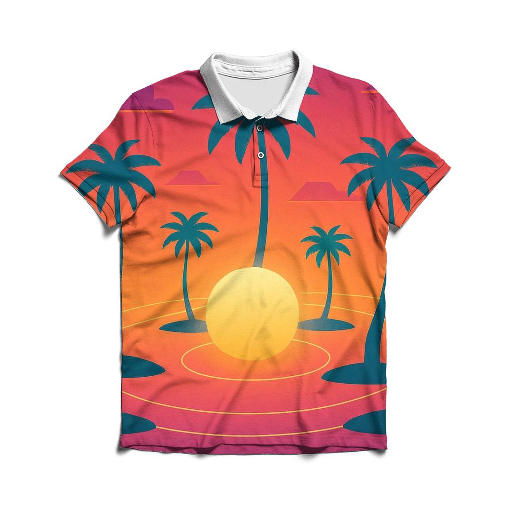Orbiting Palm Mirage stylish collar polo tees