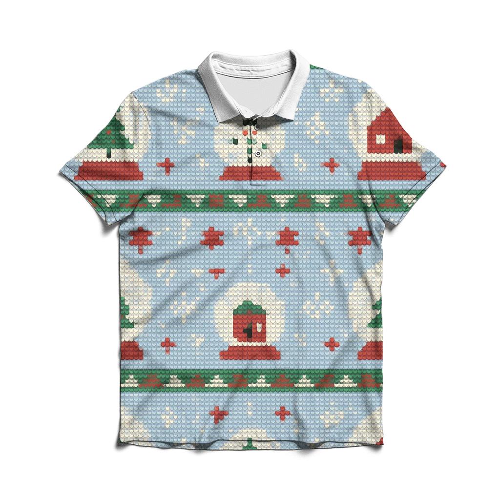 Snow Globe Patchwork Rows Design personalized polo shirts