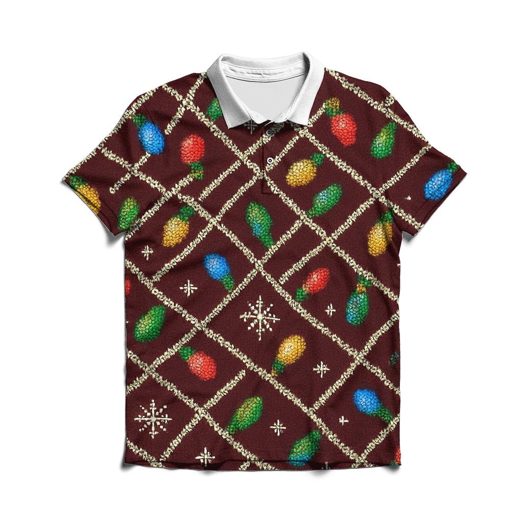Tangled Lights Tinsel Lattice Design embroidered polo tops