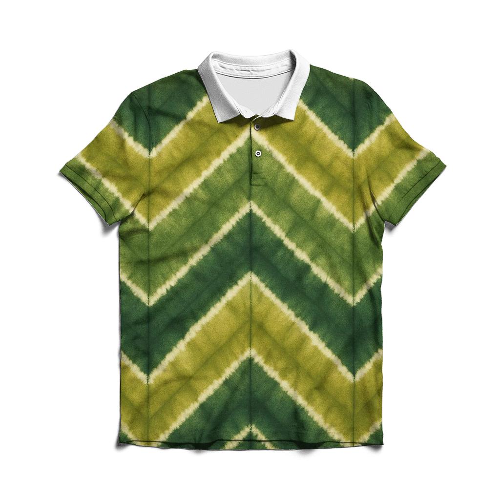 Forest Echo Chevron Accordion embroidered polo tops