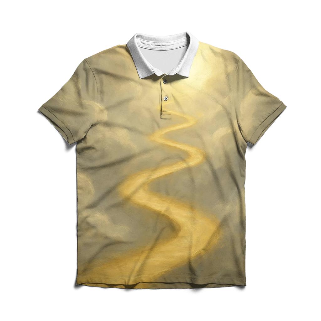 Golden Path Through Clouds stylish collar polo tees