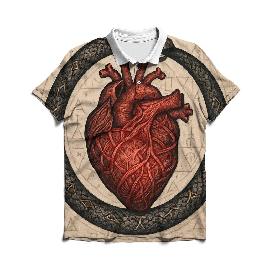 Alchemical Heart Ouroboros premium cotton polo shirts