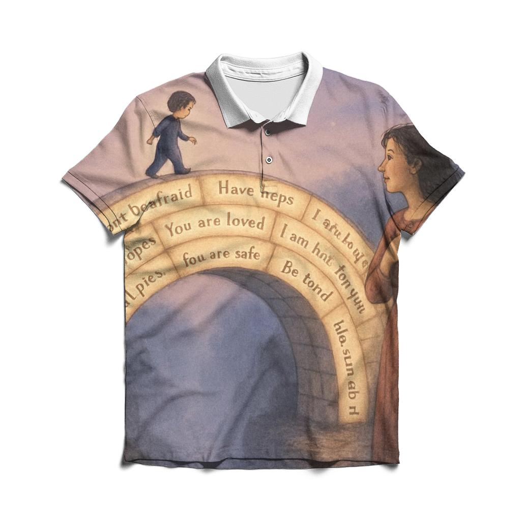 The Bridge Of Her Stories Crossing From Fear To Courage premium cotton polo shirts