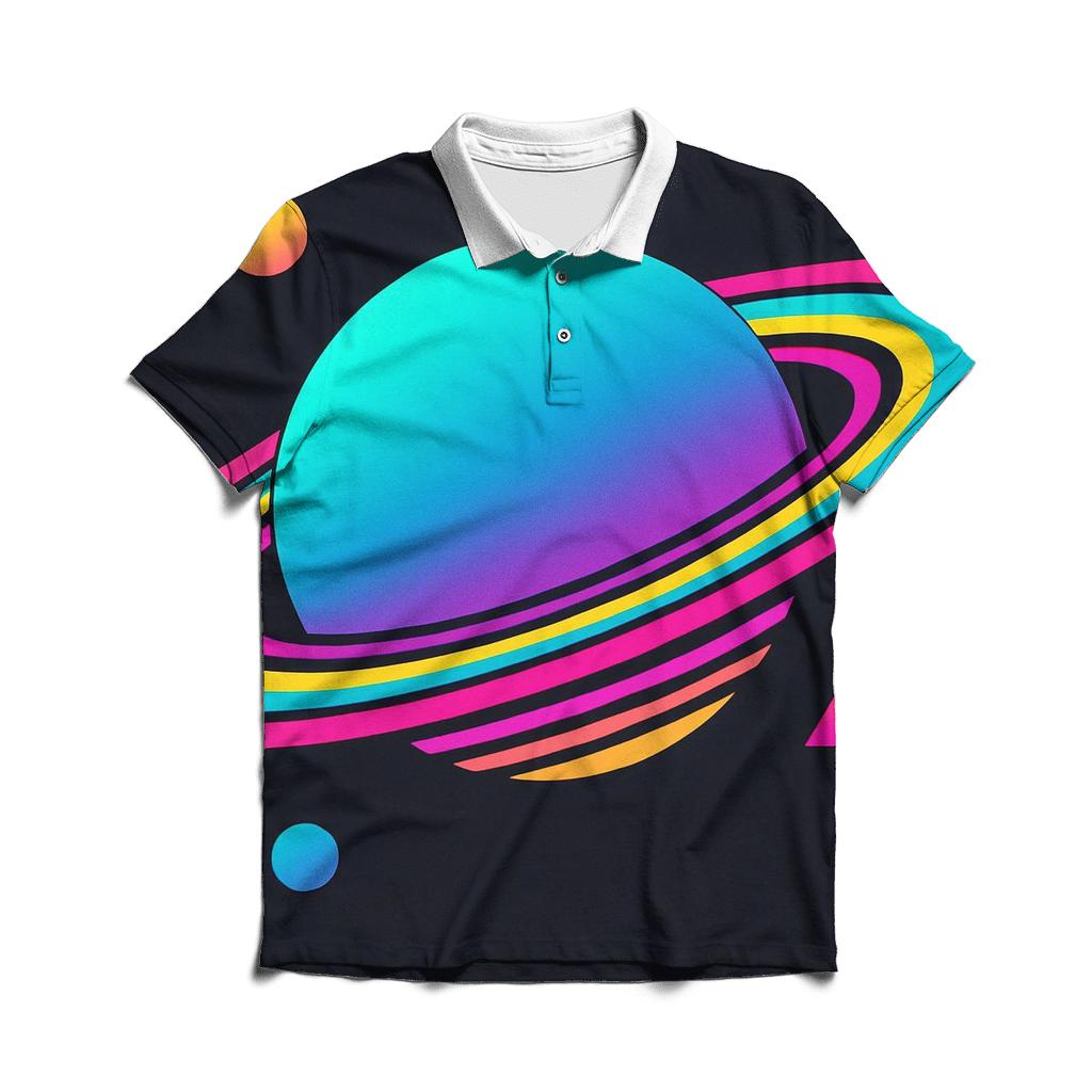 Holographic Planet Rings casual sports polo shirts