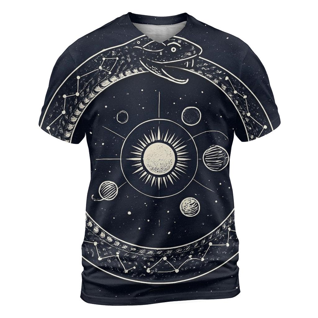 Celestial Circuit Ouroboros trendy printed shirt styles