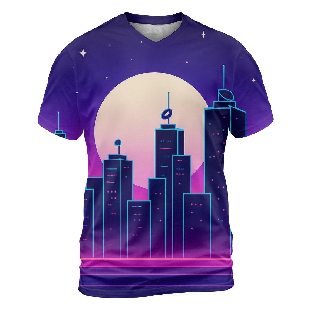 Neon Satellite Skyline designer pattern shirts
