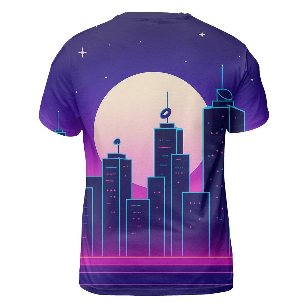 Neon Satellite Skyline designer pattern shirts