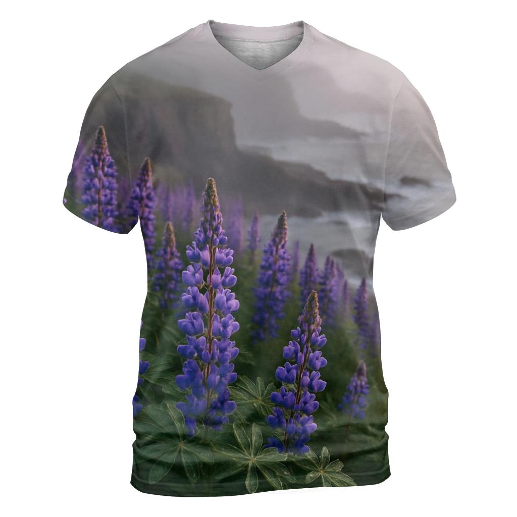 Wild Lupines Along Foggy Coastline personalized full print shirts