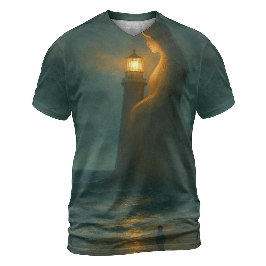 Lighthouse Heart Her Love On The Distant Shore artistic all-over print tops