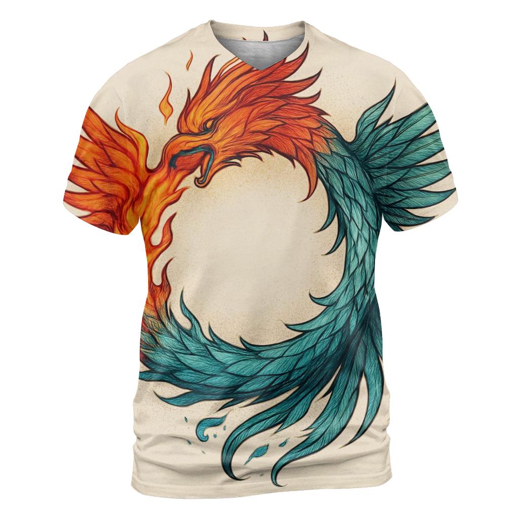 Dual Soul Phoenix Ouroboros unique graphic print tees