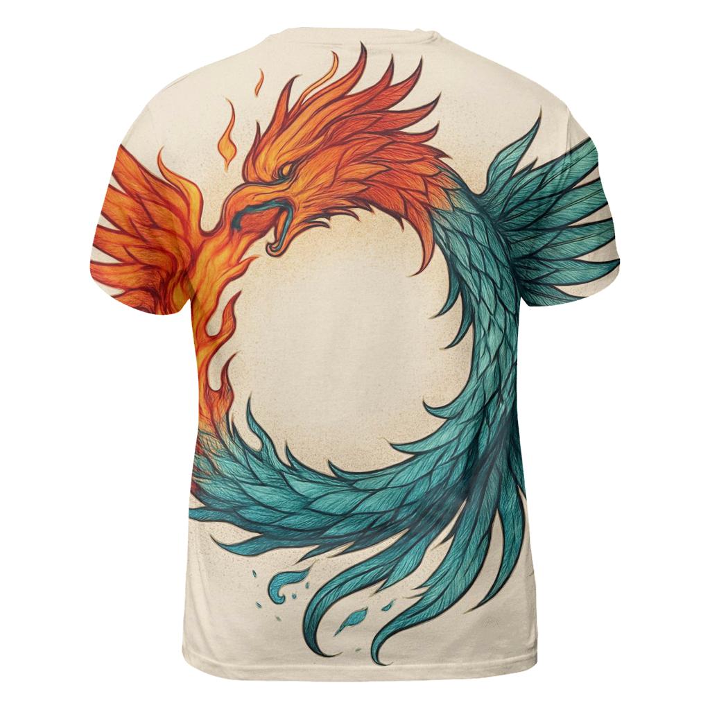 Dual Soul Phoenix Ouroboros unique graphic print tees